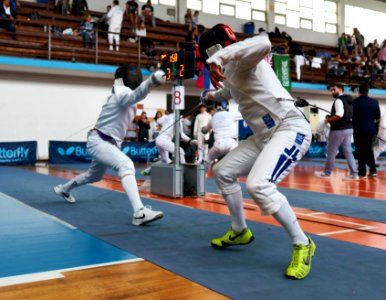 2nd_Leonidas_Pirgos_Fencing_Tournament._Advance_lunge_and_touch_for_Giorgos_Tassis_against_Agapitos_Papadimitriou