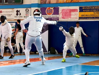 2nd_Leonidas_Pirgos_Fencing_Tournament._Advance_lunge_targeting_the_arm_of_the_opponent