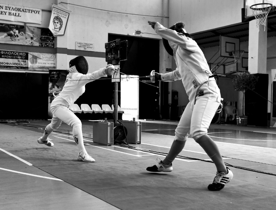 2nd_Leonidas_Pirgos_Fencing_Tournament._Advance_lunge_by_Evridiki_Kolletsou,_5th_parry_by_Persefoni_Pantazidi