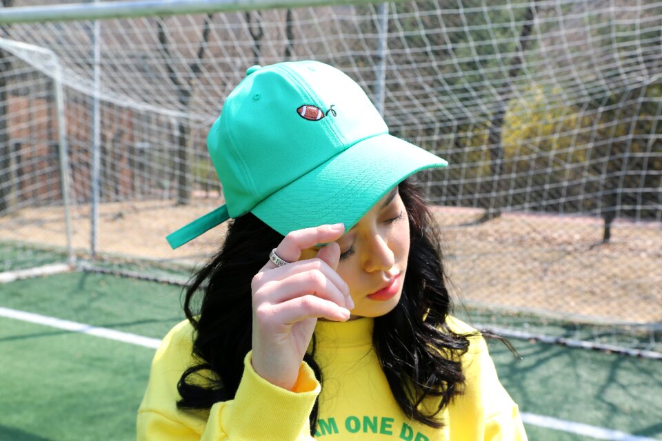 Cap yellow abstract