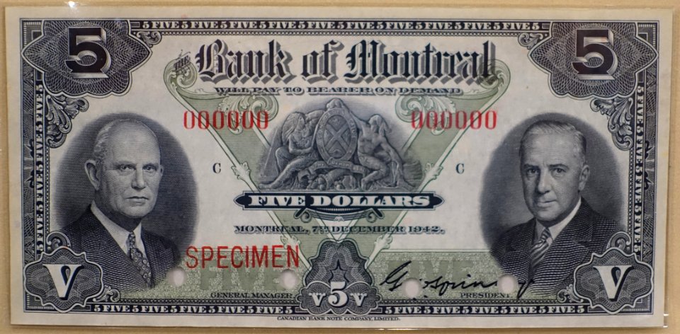 5_Dollars,_Bank_of_Montreal,_1942_-_Bank_of_Montréal_Museum_-_Bank_of_Montreal,_Main_Montreal_Branch_-_119,_rue_Saint-Jacques,_Montreal,_Quebec,_Canada_-_DSC08480 photo