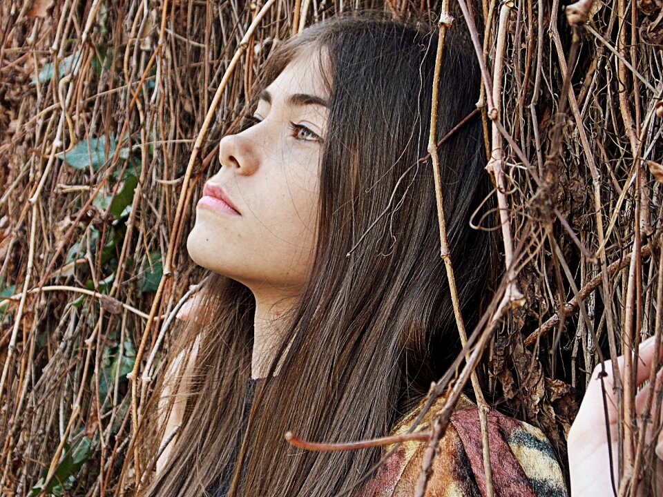 Girl long hair nature photo