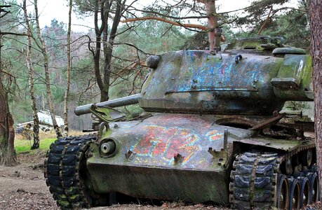 Military training area old tank graffiti
