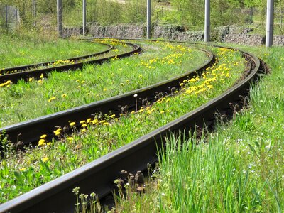 Rail traffic track bed landscape photo