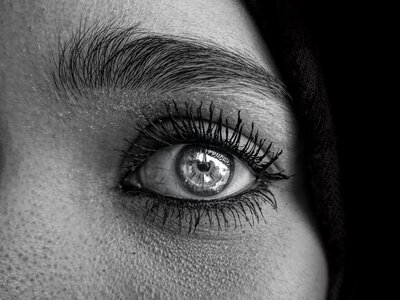 Black and white portrait beautiful woman