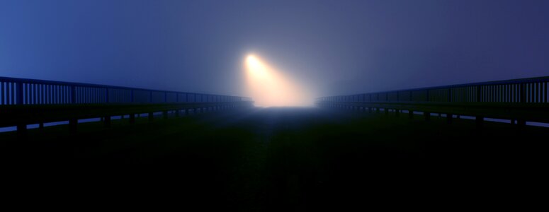 Bridge fog night lights photo