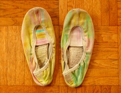 Old shoes slippers parquet