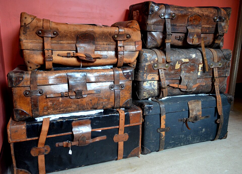 Worn old suitcase travel photo