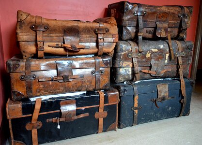 Worn old suitcase travel photo