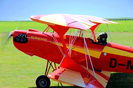 Flying propeller plane oldtimer
