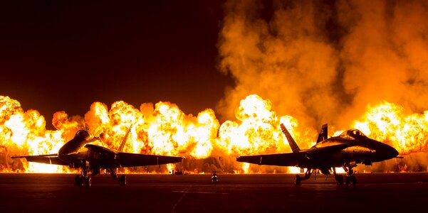 Wall of fire runway exhibition