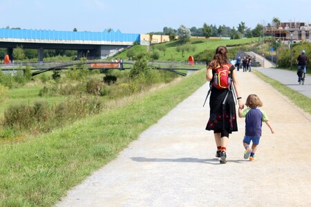 Mother mom and child walk