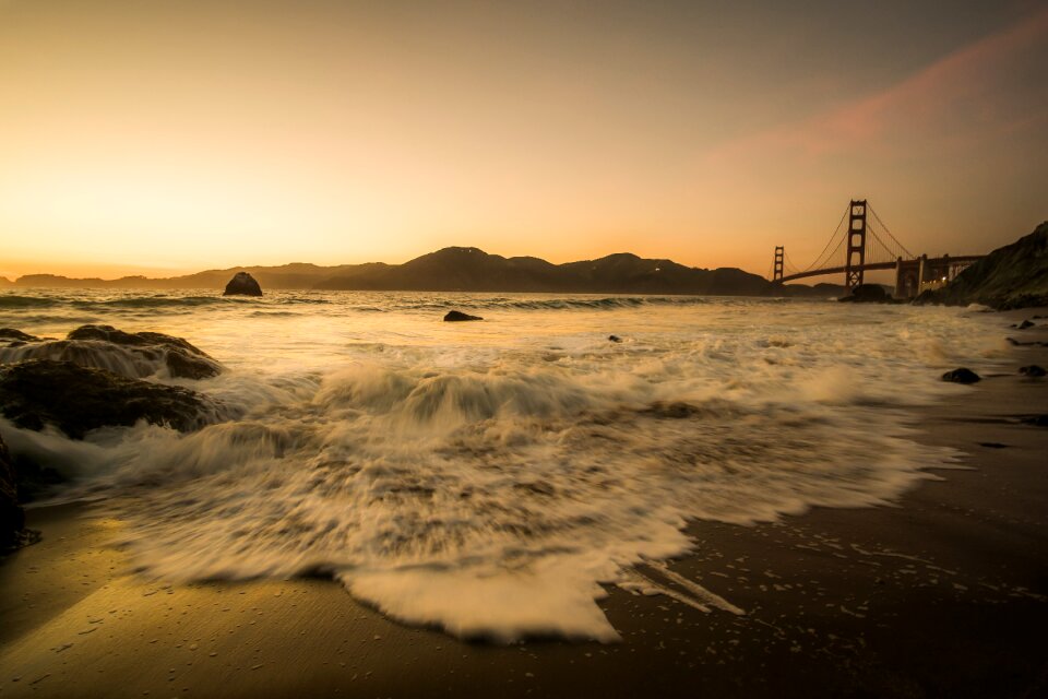 Ocean sunset beach last light