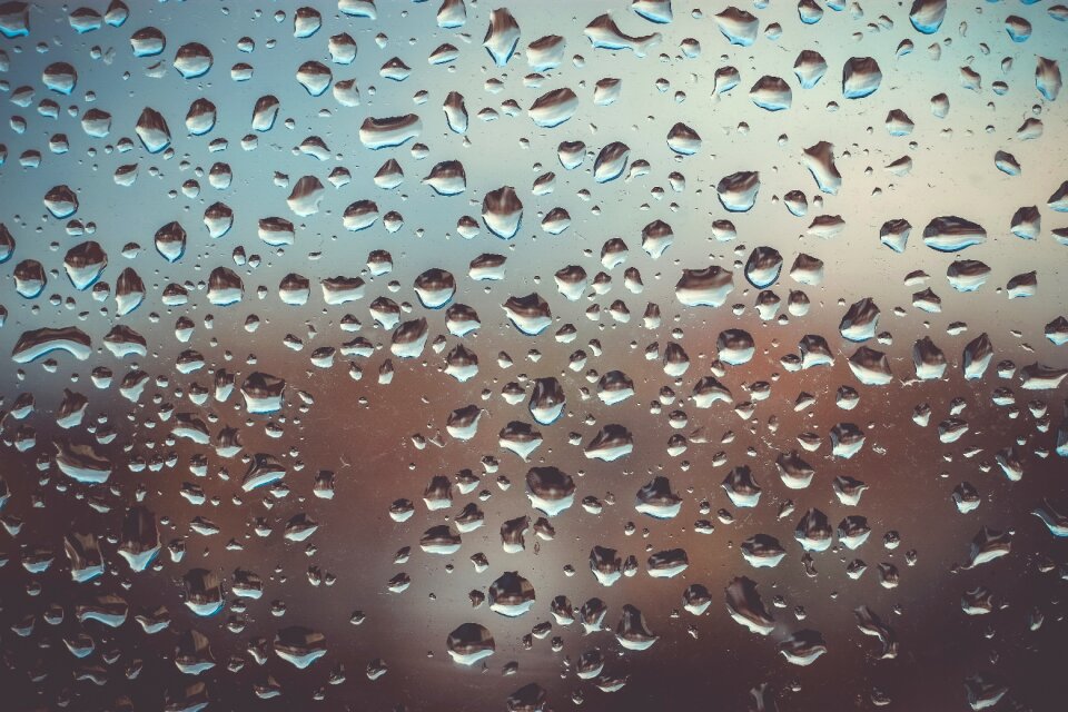 Water drops blue liquid