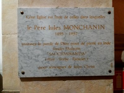Église_Notre-Dame-Saint-Vincent_de_Lyon_-_Plaque_au_Père_Jules_Monchanin,_fondateur_de_l'Ashram_Saccidananda