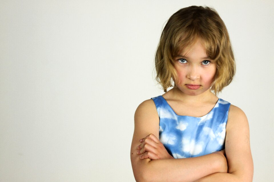 The little girl anger bad mood