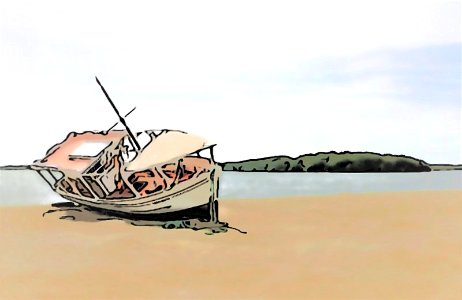 A_day_of_fishing_aground_-_cartoon
