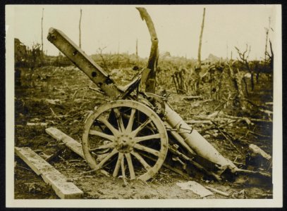 A_captured_German_howitzer_at_Martinpuich,_Bestanddeelnr_158-0967