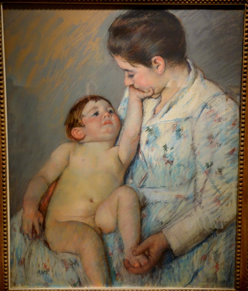 A_Caress_by_Mary_Stevenson_Cassatt,_1891,_pastel_on_paper_-_New_Britain_Museum_of_American_Art_-_DSC09454