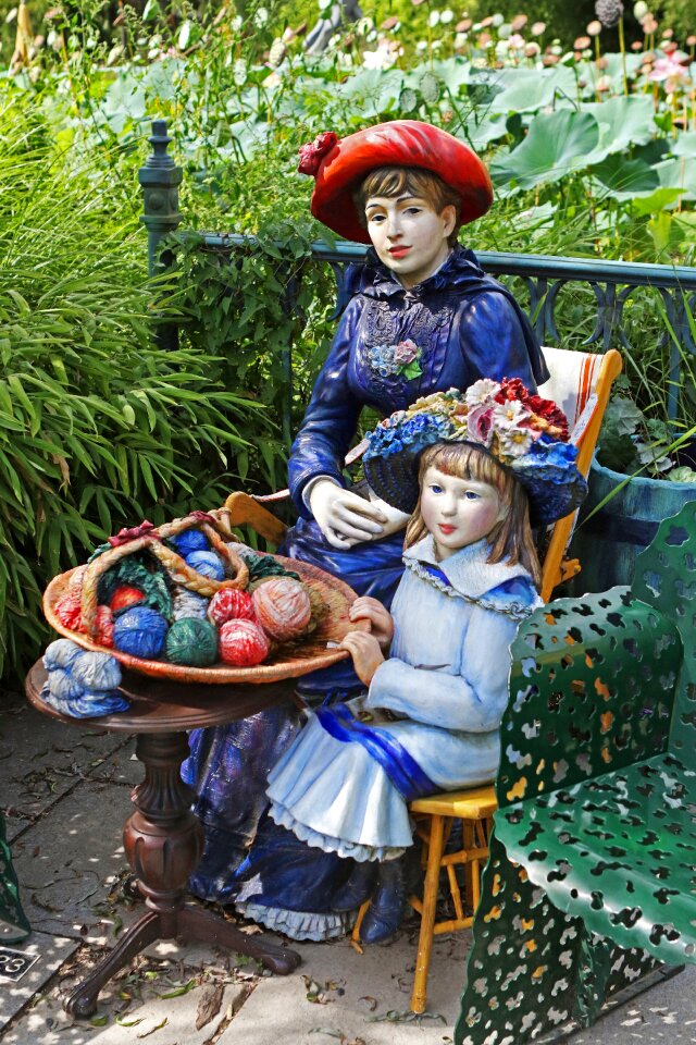 Woman girl basket of yarn