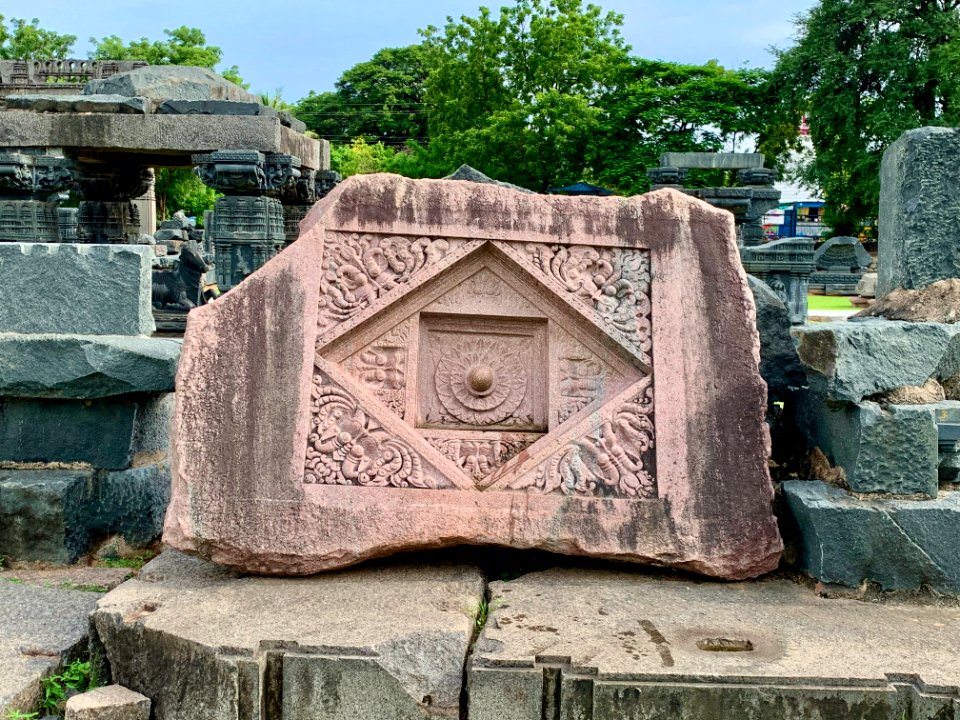 A_display_of_Hindu_and_Jain_temple_ruins,_Warangal_Fort_Park_and_Museum,_Telangana,_India_-_128