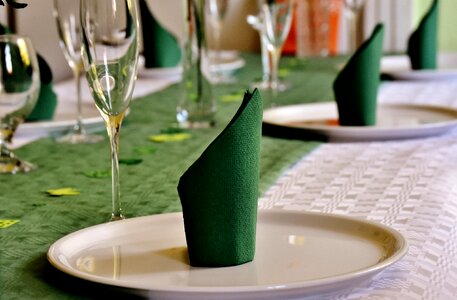 Glasses plate napkins photo