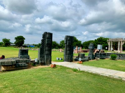 A_display_of_Hindu_and_Jain_temple_ruins,_Warangal_Fort_Park_and_Museum,_Telangana,_India_-_51