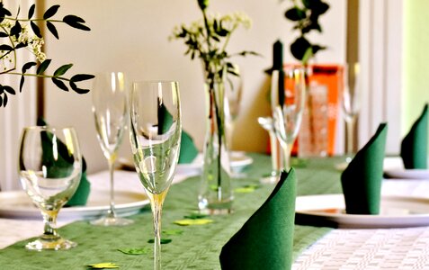 Glasses plate napkins