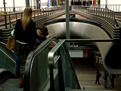 A_see-through_view_on_two_levels_with_escalators,_from_the_Central_Station_The_Hague;_high_resolution_image_by_FotoDutch,_June_2013 photo
