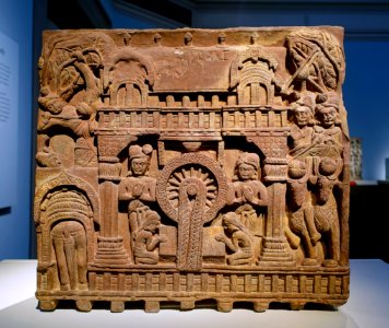 A_Royal_Couple_Visits_the_Buddha,_from_railing_of_the_Bharhut_Stupa,_Shunga_dynasty,_early_2nd_century_BC,_Bharhut,_Madhya_Pradesh,_India,_sandstone_-_Freer_Gallery_of_Art_-_DSC04550