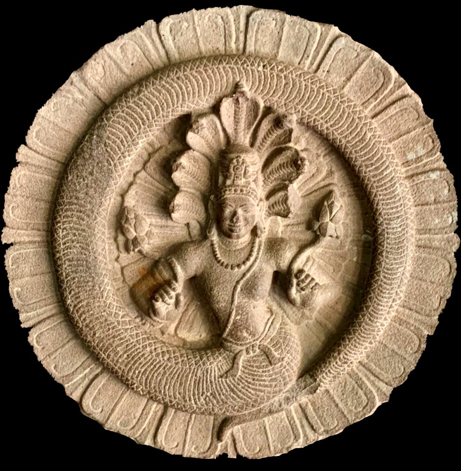 8th_century_Nagaraja_carving,_temple_ceiling,_Alampur,_Telangana_2