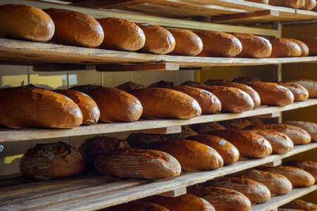 Fresh pastries racks of bread