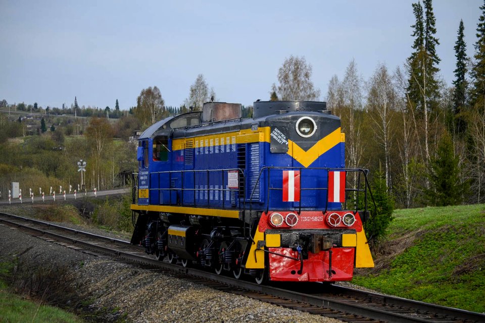 ТЭМ2-5025,_Россия,_Кемеровская_область,_Северокузбасское_ПТУ,_перегон_Бирюлинская_-_Первомайская_(Trainpix_196846)