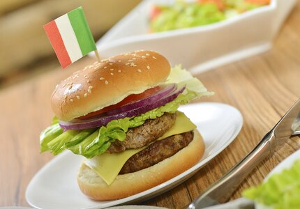 Double beef burger italy hamburg photo