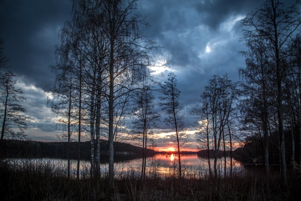 Evening lake landscape