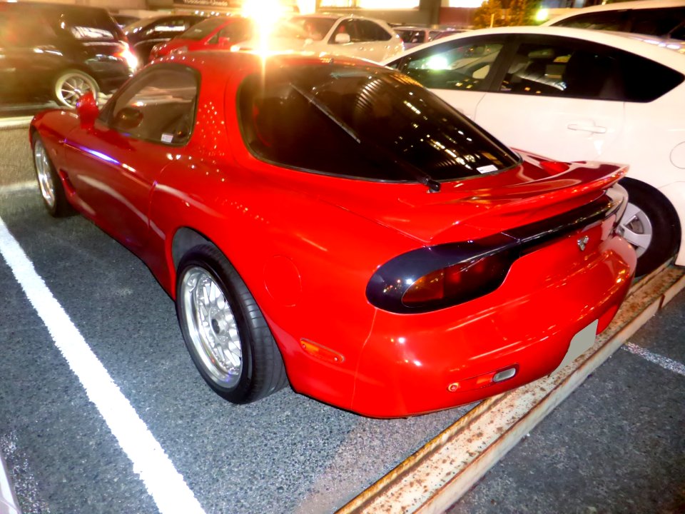Ẽfini RX-7 (FD3S) at night rear