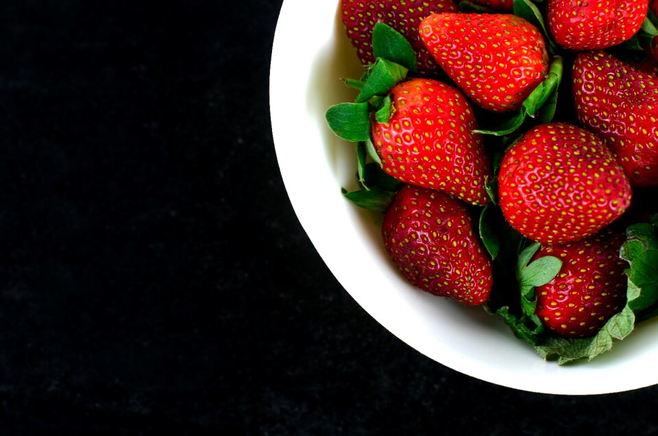 Bowl of strawberries top view strawberry