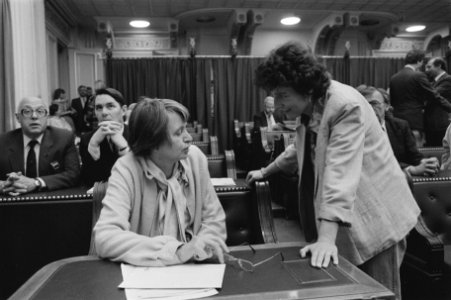 Afscheid_vertrekkende_Tweede_Kamerleden_in_Den_Haag_Cathy_Ubels_(l)_(EVP)_en_I,_Bestanddeelnr_933-6733