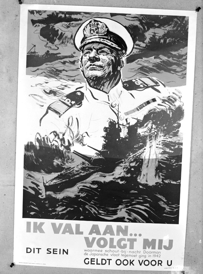 Affiche_Rijksvoorlichtingsdienst_Wervingsposter_Karel_Doorman_Ik_val_aan,_vol,_Bestanddeelnr_900-8275