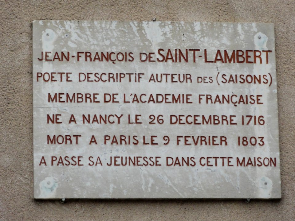 Affracourt_(M-et-M)_maison_J.F._de_Saint-Lambert,_plaque