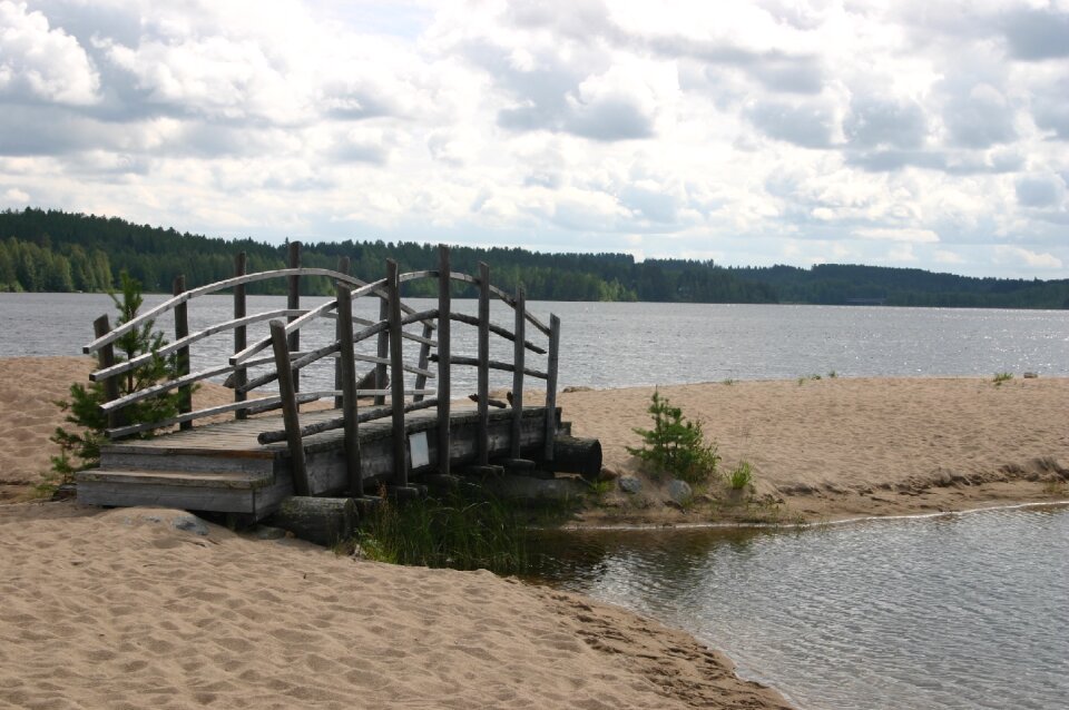 Beach the wooden bridge water