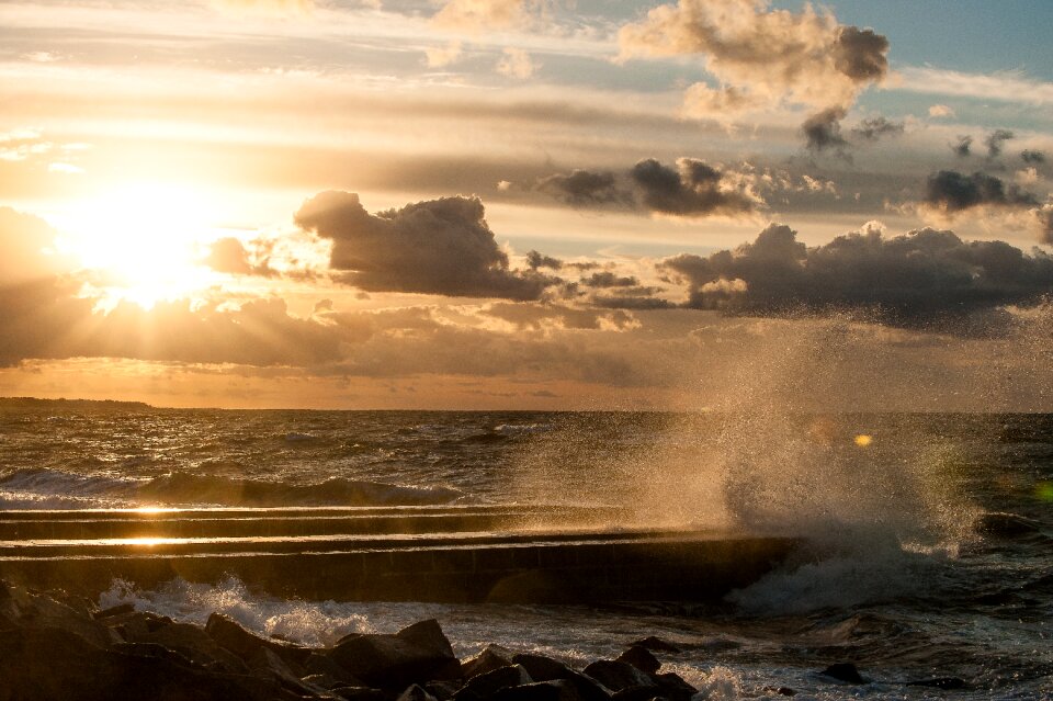 Sea water sunset