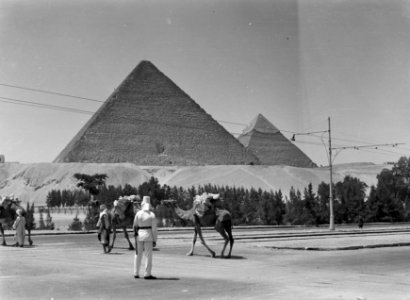 Agent_en_enkele_dromedarissen_met_een_last_van_stenen_en_hun_drijvers_nabij_de_…,_Bestanddeelnr_191-0098