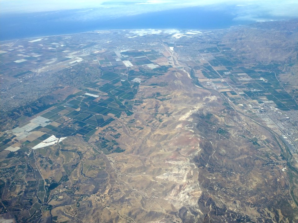 Aerial view of farms in Oxnard, California
