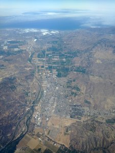 Aerial view of Santa Paula, California in July 2021