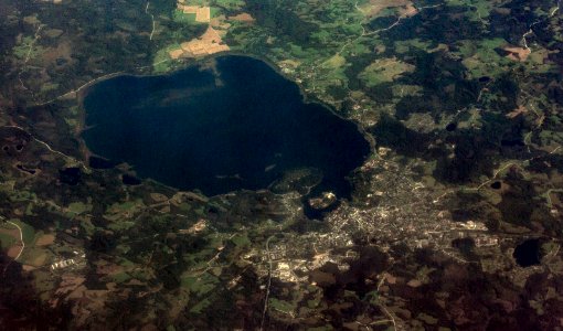 Aerial view to Alūksne, Latvia. August 28, 2019