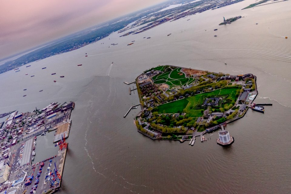 Aerial View Of Governors Island Sunset Statue Of Liberty (256846963)