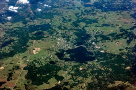 Aerial view to Zarasai, Lithuania. August 28, 2019