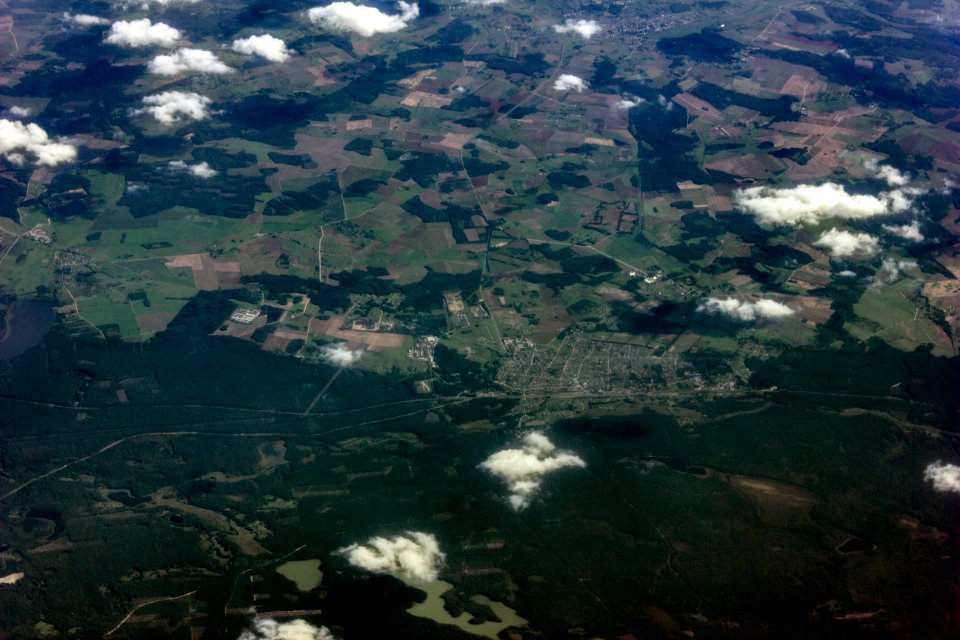Aerial view to Švenčionėliai, Lithuania. August 28, 2019