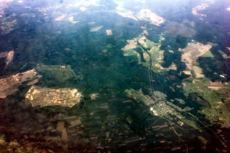 Aerial view to Pabradė, Lithuania. August 28, 2019